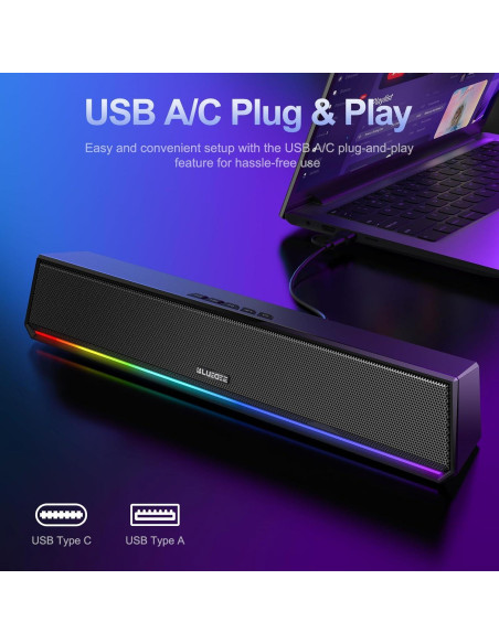 Altavoces Bluetooth Bluedee SK200Li con Luz RGB para PC Altavoces Bluetooth Bluedee SK200Li con Luz RGB para PC