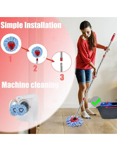 Cabezal de Mopa Giratoria ANREKEYH con 2 Recambios Microfibra Cabezal de Mopa Giratoria ANREKEYH con 2 Recambios Microfibra
