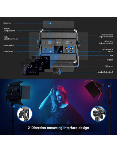 Kit de Luz LED Neewer P200 RGB con Control APP - 360