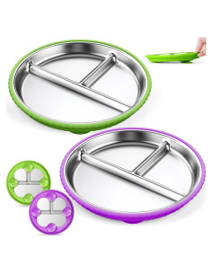 Platos Divididos de Acero Inoxidable Semloo 22.86 cm 2 Pack