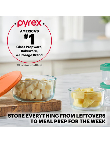 Conjunto de 8 Contenedores de Vidrio Pyrex 1 y 2 Tazas Conjunto de 8 Contenedores de Vidrio Pyrex 1 y 2 Tazas