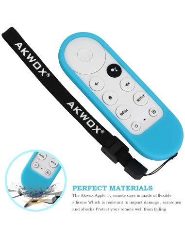 Funda de Silicona AKWOX Azul Brillante para Control Remoto Chromecast 2020