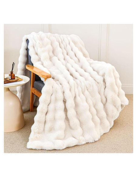 Manta de Piel de Conejo Sintética KASIYLUX 152x203 cm Blanca Manta de Piel de Conejo Sintética KASIYLUX 152x203 cm Blanca