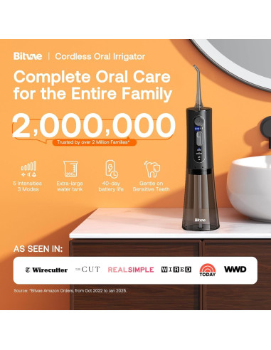 Irrigador Oral Portátil Bitvae C5 Inalámbrico 300ml 3 Modos