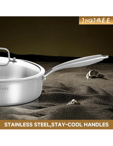 Sartén Inqibee Acero Inoxidable Tri-Ply 3QT con Tapa