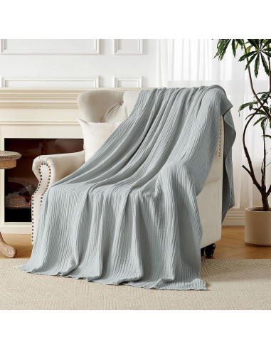Manta de Muselina Joydeco 100% Algodón 127x178cm Gris