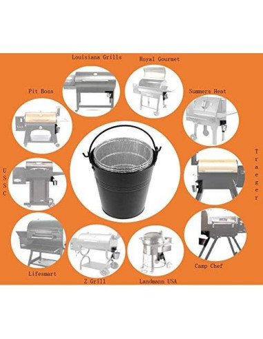 Paquete de 15 forros y cubo de grasa Firsgrill 14x15 cm