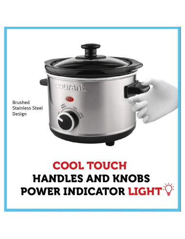 Cocina Lenta Courant 1.5 L Acero Inoxidable 3 Configuraciones