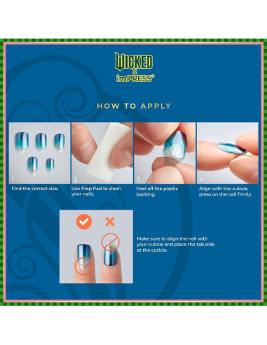 Uñas Postizas KISS Wicked X imPRESS Verde Ovalado Mediano