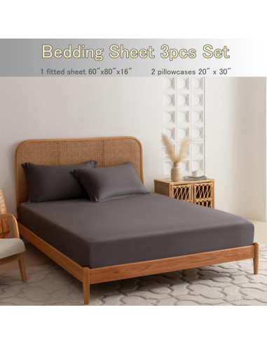 Juego de Sábanas King SilkWings 100% Viscosa Bambú 3pcs Gris