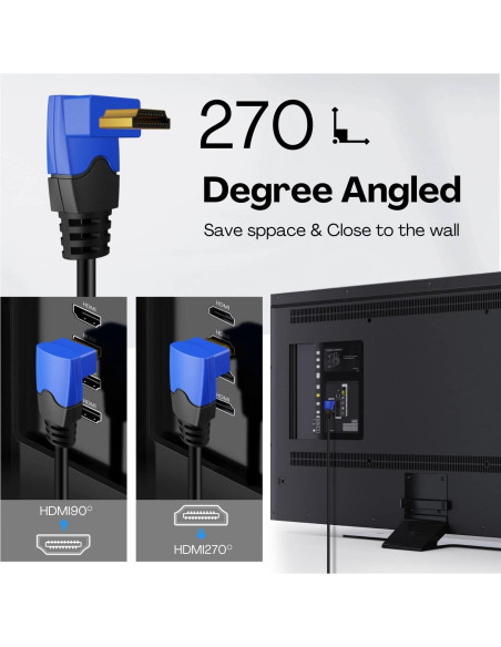 Cable HDMI 4K TNP 0.91m Ángulo Derecho 270 Grados Alta Velocidad Cable HDMI 4K TNP 0.91m Ángulo Derecho 270 Grados Alta Velocidad