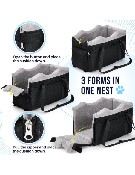Asiento de Coche para Perros SlowTon Negro - Hasta 4 kg Asiento de Coche para Perros SlowTon Negro - Hasta 4 kg