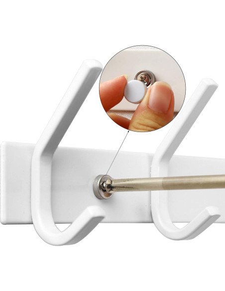 Perchero de pared WEBI blanco 2 ganchos acero inoxidable Perchero de pared WEBI blanco 2 ganchos acero inoxidable