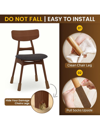 48 Calcetines Protectores de Silla IAMZAY Marrón Antideslizantes