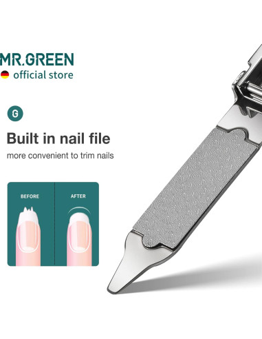 Cortauñas Plegable MR.GREEN de Acero Inoxidable con Lima