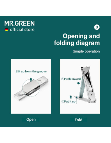 Cortauñas Plegable MR.GREEN de Acero Inoxidable con Lima