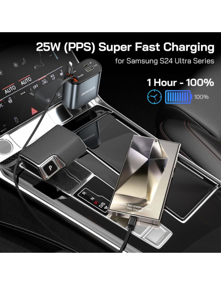Cargador de Coche 4 en 1 DERANOR 69W Carga Rápida USB-C Cargador de Coche 4 en 1 DERANOR 69W Carga Rápida USB-C