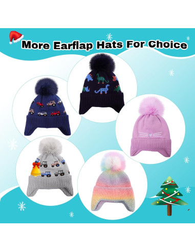 Gorro de Invierno para Niños con Orejeras y Pompon - Coche Gris