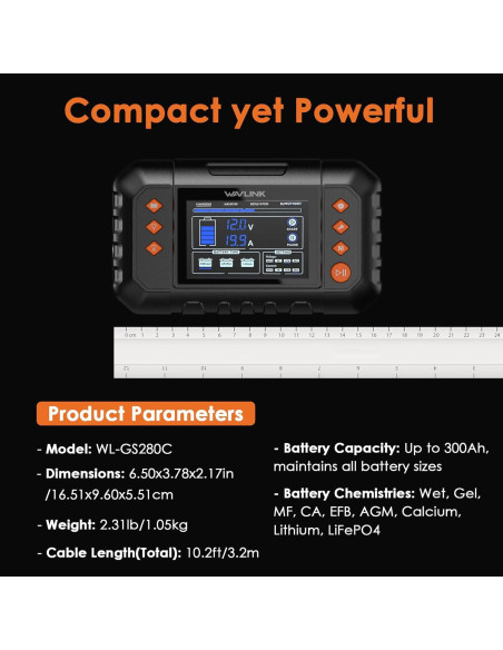Cargador de Batería Inteligente WAVLINK 20A con Pantalla LCD Cargador de Batería Inteligente WAVLINK 20A con Pantalla LCD