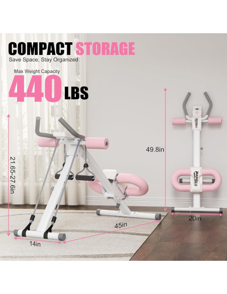 Entrenador Abdominal Ajustable PAPIBLU - Equipo Plegable Rosa Entrenador Abdominal Ajustable PAPIBLU - Equipo Plegable Rosa