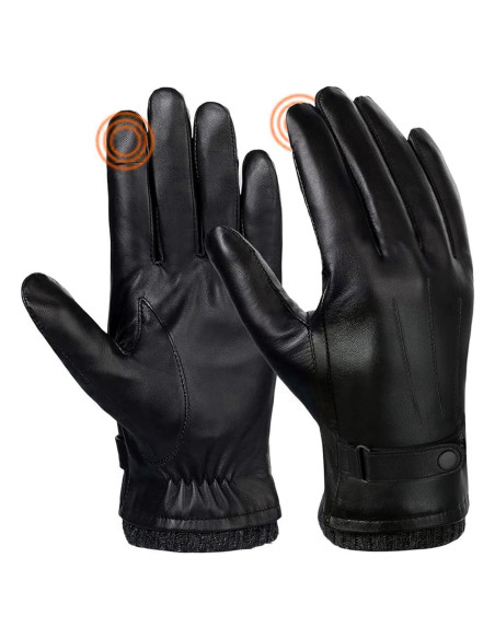 Guantes de Cuero PU SANKUU para Hombres Táctiles Invierno Guantes de Cuero PU SANKUU para Hombres Táctiles Invierno