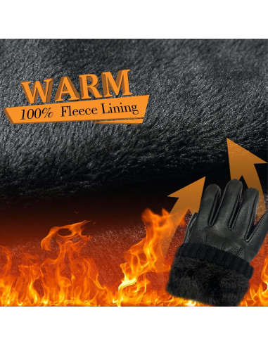 Guantes de Cuero PU SANKUU para Hombres Táctiles Invierno