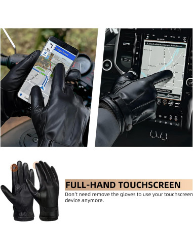 Guantes de Cuero PU SANKUU para Hombres Táctiles Invierno