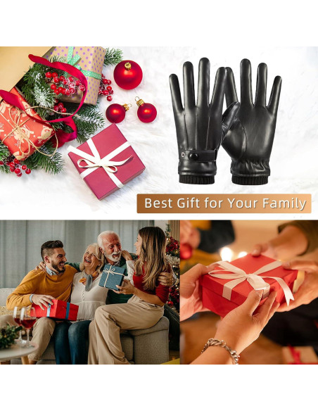 Guantes de Cuero PU SANKUU para Hombres Táctiles Invierno Guantes de Cuero PU SANKUU para Hombres Táctiles Invierno