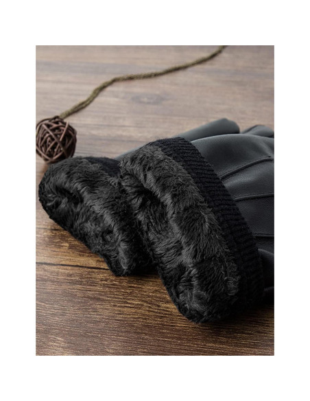 Guantes de Cuero PU SANKUU para Hombres Táctiles Invierno Guantes de Cuero PU SANKUU para Hombres Táctiles Invierno