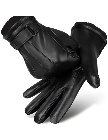 Guantes de Cuero PU SANKUU para Hombres Táctiles Invierno
