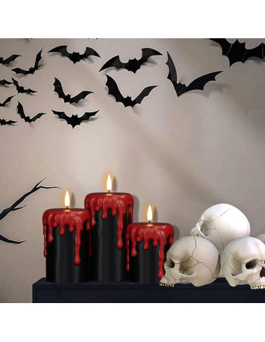 Velas LED Negras Sin Llama DRomance con Temporizador 3 Piezas