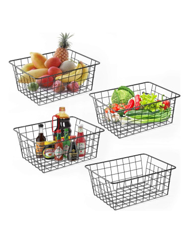 Cestas de Alambre Beimu 4 Pcs Mediano Negro para Almacenamiento