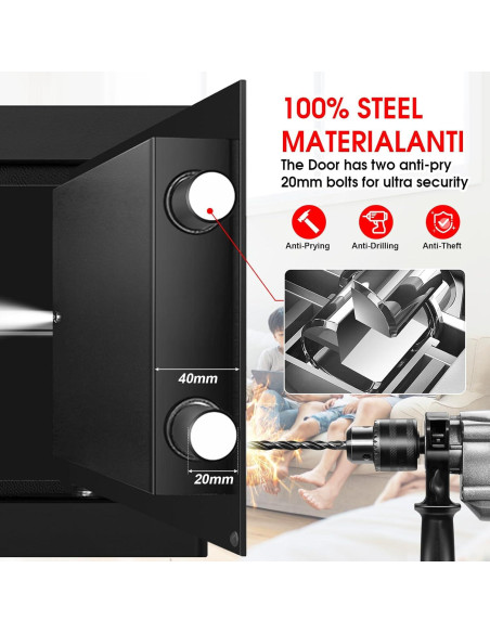 Caja Fuerte Pequeña Psisuvry 1.2 Pies Cúbicos Digital Ignífuga Caja Fuerte Pequeña Psisuvry 1.2 Pies Cúbicos Digital Ignífuga