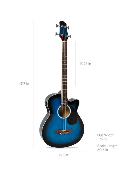 Bajo Eléctrico Acústico 4 Cuerdas SKY425 Azul con Funda Bajo Eléctrico Acústico 4 Cuerdas SKY425 Azul con Funda