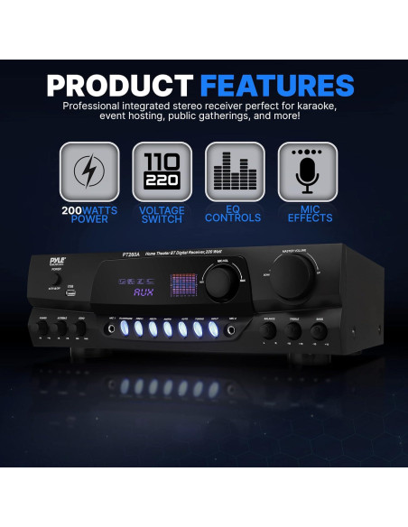 Amplificador de Potencia Pyle PT260A 200W Estéreo AM/FM Amplificador de Potencia Pyle PT260A 200W Estéreo AM/FM