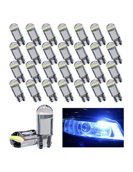 30 Bombillas LED T10 12V 6000K GLSOWEE Azul Hielo 30 Bombillas LED T10 12V 6000K GLSOWEE Azul Hielo