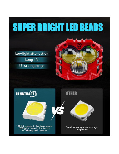 Focos LED 30W 5400LM HENGTUAOTO para Wrangler JK 2Pcs Rojo