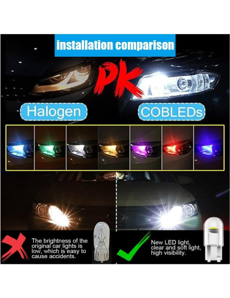 30 Bombillas LED T10 12V 6000K GLSOWEE Azul Hielo 30 Bombillas LED T10 12V 6000K GLSOWEE Azul Hielo