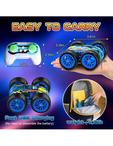 Coche RC Acrobático HuToYii Azul 360 para Niños 3-12 Años