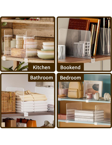 Divisores de Estante Acrílicos Fixwal - 6 PCS Transparentes