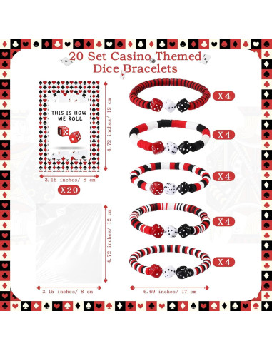 Conjunto de Fiesta de Casino Tondiamo 20 Pulseras y Tarjetas