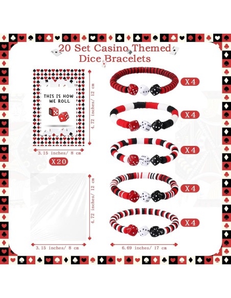 Conjunto de Fiesta de Casino Tondiamo 20 Pulseras y Tarjetas Conjunto de Fiesta de Casino Tondiamo 20 Pulseras y Tarjetas