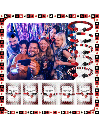 Conjunto de Fiesta de Casino Tondiamo 20 Pulseras y Tarjetas