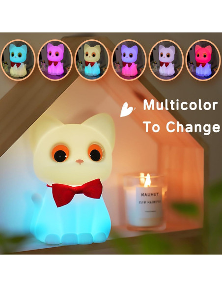 Luz Nocturna Gato SMOORITA Recargable 9 Colores 272g Luz Nocturna Gato SMOORITA Recargable 9 Colores 272g