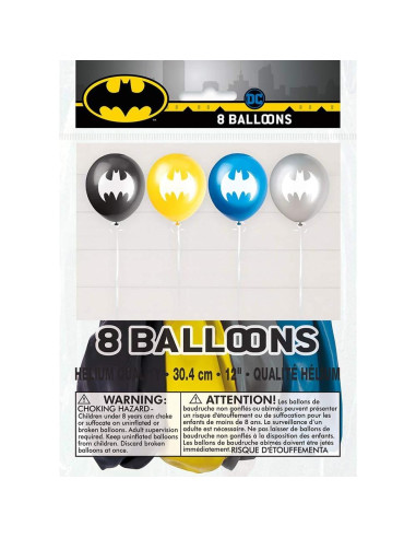 Globos de látex Batman 30 cm - Paquete de 8 para fiestas