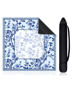 Mat de Mahjong Chinoiserie Azul y Blanco 55x55 cm con Bolsa