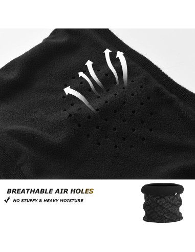Calentador de Cuello Térmico Polar Negro para Esquí y Ciclismo