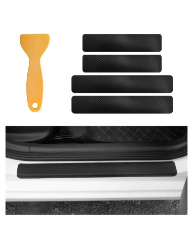 Protector de Umbral de Puerta de Coche Yourkar 4 PCS 3D Negro