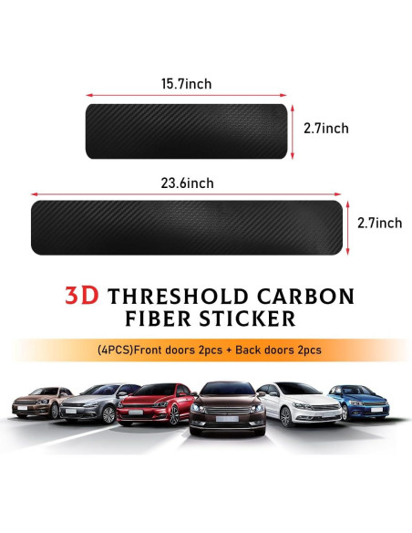 Protector de Umbral de Puerta de Coche Yourkar 4 PCS 3D Negro Protector de Umbral de Puerta de Coche Yourkar 4 PCS 3D Negro