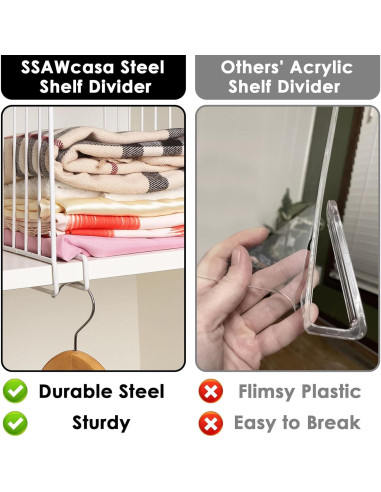 Divisores de Estante SSAWcasa - Paquete de 8 Metal 32.99x24cm